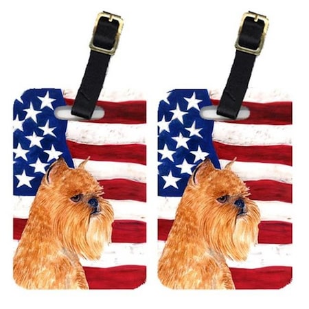 Carolines Treasures Carolines Treasures SS4020BT Pair Of USA American Flag With Brussels Griffon Luggage Tags SS4020BT